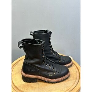 AD-Tec Work Boots Mens 7 Black Leather Kiltie Logger High Top Lug Sole Rugged